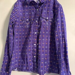 Panhandle Brand Kids' Purple Patterned Button Down Shirt